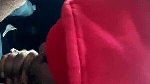 in the car, she gave a sloppy blowjob to her black lover