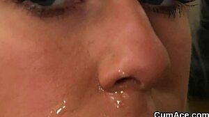 Sexy peach gets cum on her face