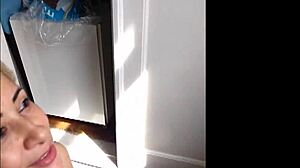 Blonde helps painter, no condom, cum on ass 😏