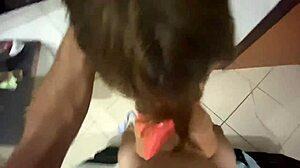 i pulled her panties aside, fucked her good, and came all over my slutty wife's cute petite face in college lingerie