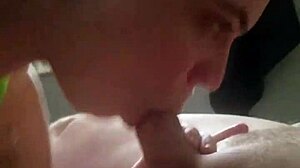 Girlfriend gives a deep throat blowjob at home