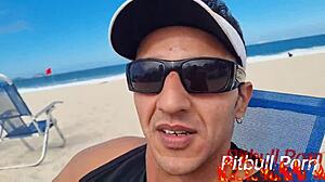 I hit the beach and found this slutty latina for some outdoor fun