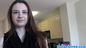 Does the classy realtor babe show her body at work?