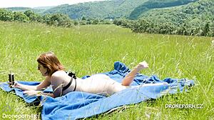 i’m totally hooked on this beach selfie with breast bondage, it’s so daring and hot!