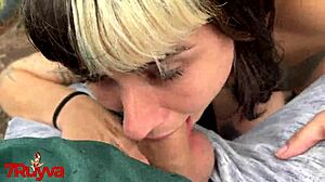 Reporter at waterfall turns into hot sex with teen prostitute