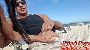 I hit the beach and found this slutty latina for some outdoor fun