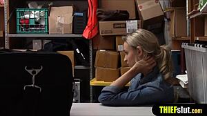 blonde shoplifter gets punished by mall officer with rough fucking