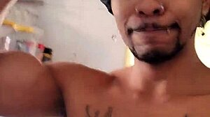 Chubby newbie cums deliciously in bathroom pov!