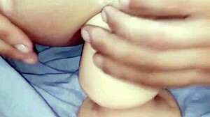 chubby shemale takes anal dildo in open ass