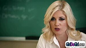 Teacher facesitting a students to get her higher grades