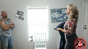 hey, check this slutty saleswoman taking dick for cash with deepthroat skills!