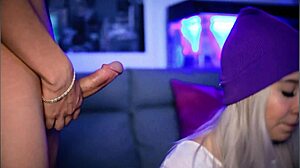 Colombian blonde pulls out her man's cock and sucks it passionately on webcam for you.