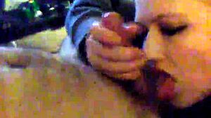 blonde teen 18+ licks balls and sucks bf's wet cock in homemade blowjob 😏