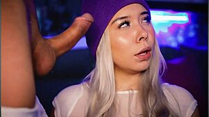 Colombian blonde pulls out her man's cock and sucks it passionately on webcam for you.