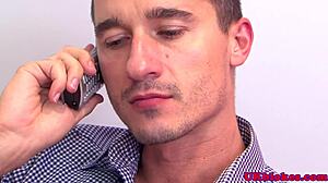 Muscular British Guy Rims in Office