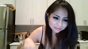 Hey, check out this latina spitting on toys during blowjob with dildo 😏