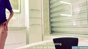 Lisa Takami teases her stepbrother's massive cock in naughty fun.