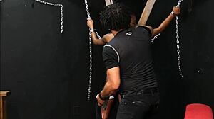 Black Harmony Ebony Gets Spanked and Whipped Tied Up on Bondage Cross