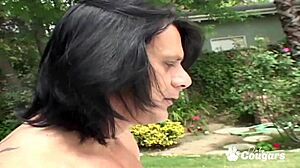 milf lets pool guy fuck her ass and cum on tits