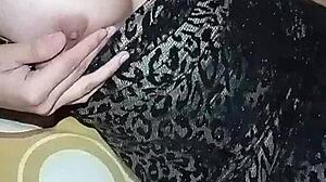 Latina virgin enjoys playing with her toys at home