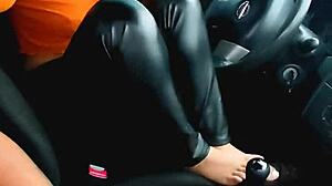 Latina Taxi Girl Sucks Cock for Foot Massage