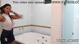 latina brunette in an intriguing interracial amateur scene with filming