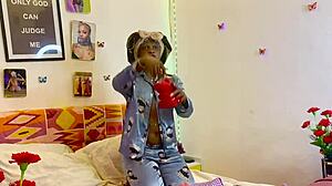 First class student has a quick encounter in her room