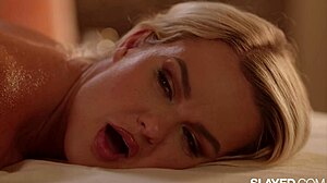 Slayed sexy blonde Jazmin licks every inch of Vic's hot bod, fingering her pussy and rimming in lingerie