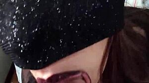 This cute teen sucks cock passionately, feeling horny and excited.