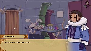 this avatar hentai has the brunette lesbian giving a sexy blowjob in the four elements trainer part 3.