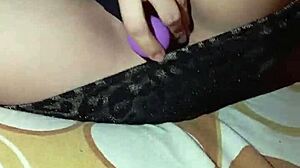 Latina virgin enjoys playing with her toys at home