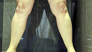 Bbw pissing nice and slow in morning shower