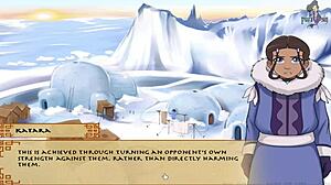 this avatar hentai has the brunette lesbian giving a sexy blowjob in the four elements trainer part 3.