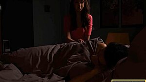 this russian teen 18+ with tattoos sneaks under her stepbro's blanket to seduce him.