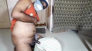 Hard cock fucked in the steel bucket