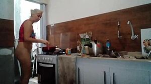 stella in the morning bedroom and kitchen cooking