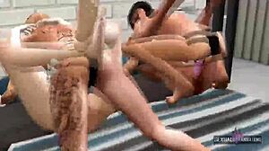 Hot girls reunite in lesbian 4-some: fingering pussies, licking with toys in hardcore 3D animations.