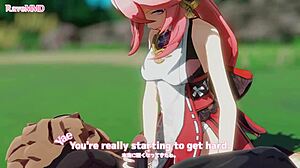 yae miko falls for hilichurl's massive cock in 3d