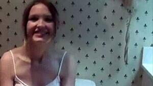 My girlfriend gets filmed masturbating in the bathroom!