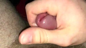 Messy cumshot on belly before something!