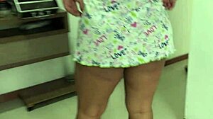 Hot Brunette Latina in Short Pajamas Shows Her Huge Ass. Dressing with Big Ass Thong