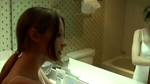 My girlfriend gets filmed masturbating in the bathroom!