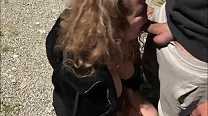 Wife Sucks Stranger Outdoors.