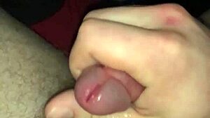 Messy cumshot on belly before something!