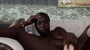 Ebony overwhelmed by dildo and creampie