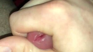 Messy cumshot on belly before something!