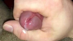 Messy cumshot on belly before something!