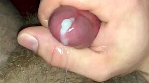 Messy cumshot on belly before something!