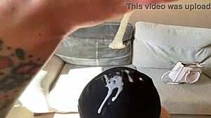 dominatrix nika spilled condom with sperm on slave's head