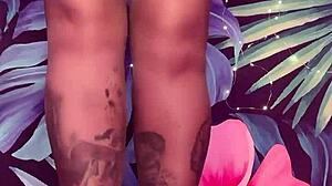 tease in pantyhose and latex dress with nylon leggings